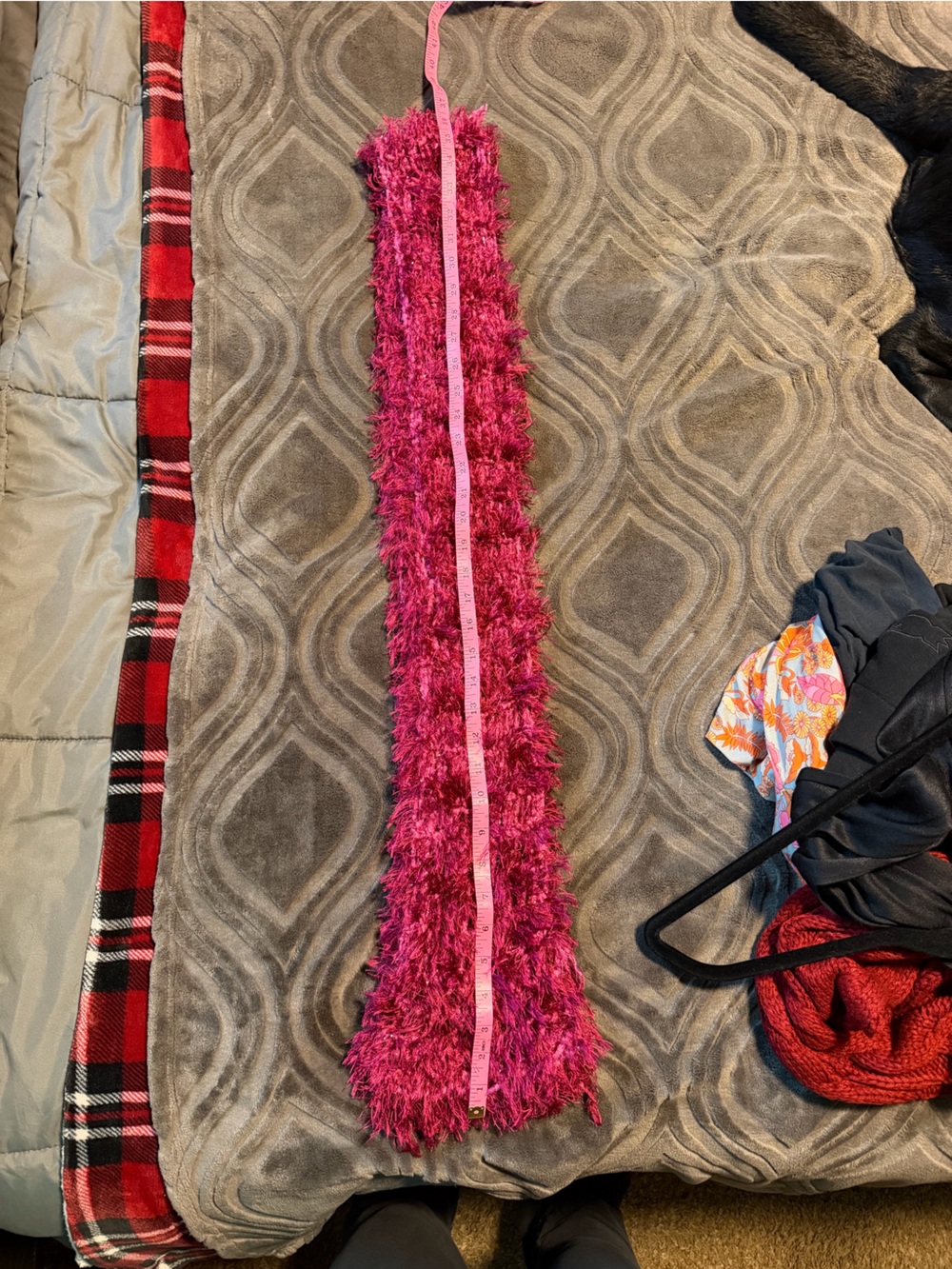 Handmade Feathered Scarf - Deep Raspberry - Picture 2 of 2